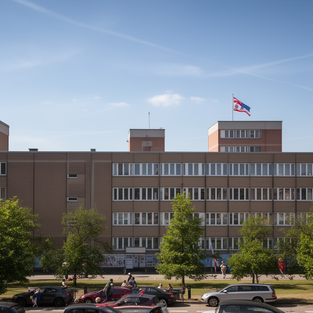 AI-generated illustration of Mannheim American High School (Germany)