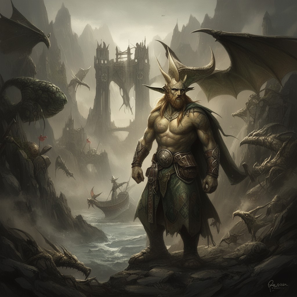 AI-generated illustration of Beowulf