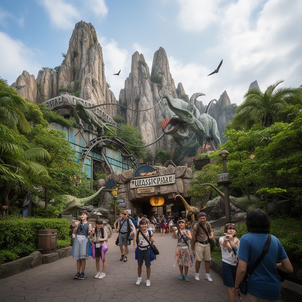 AI-generated illustration of Jurassic Park area