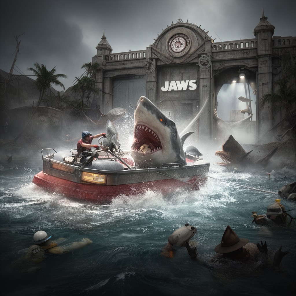 AI-generated illustration of Jaws ride