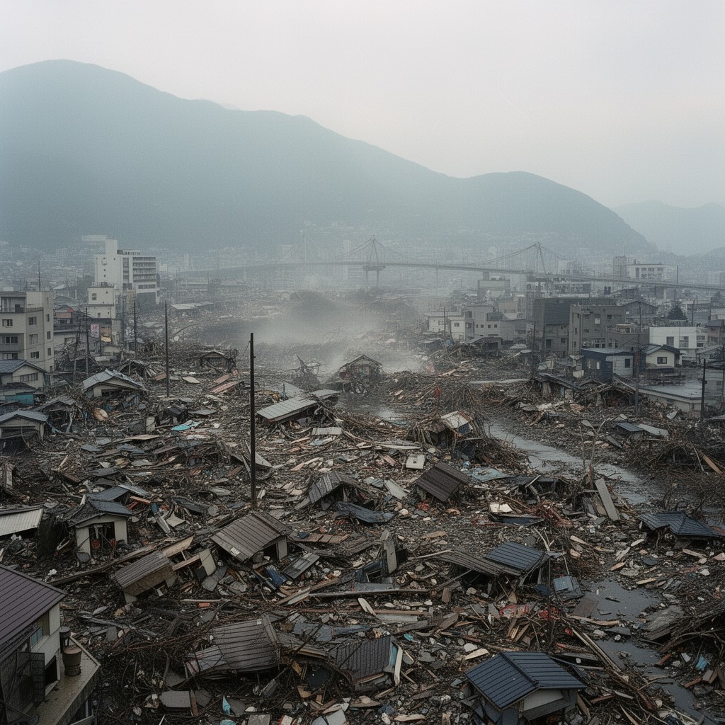 AI-generated illustration of Great Hanshin earthquake
