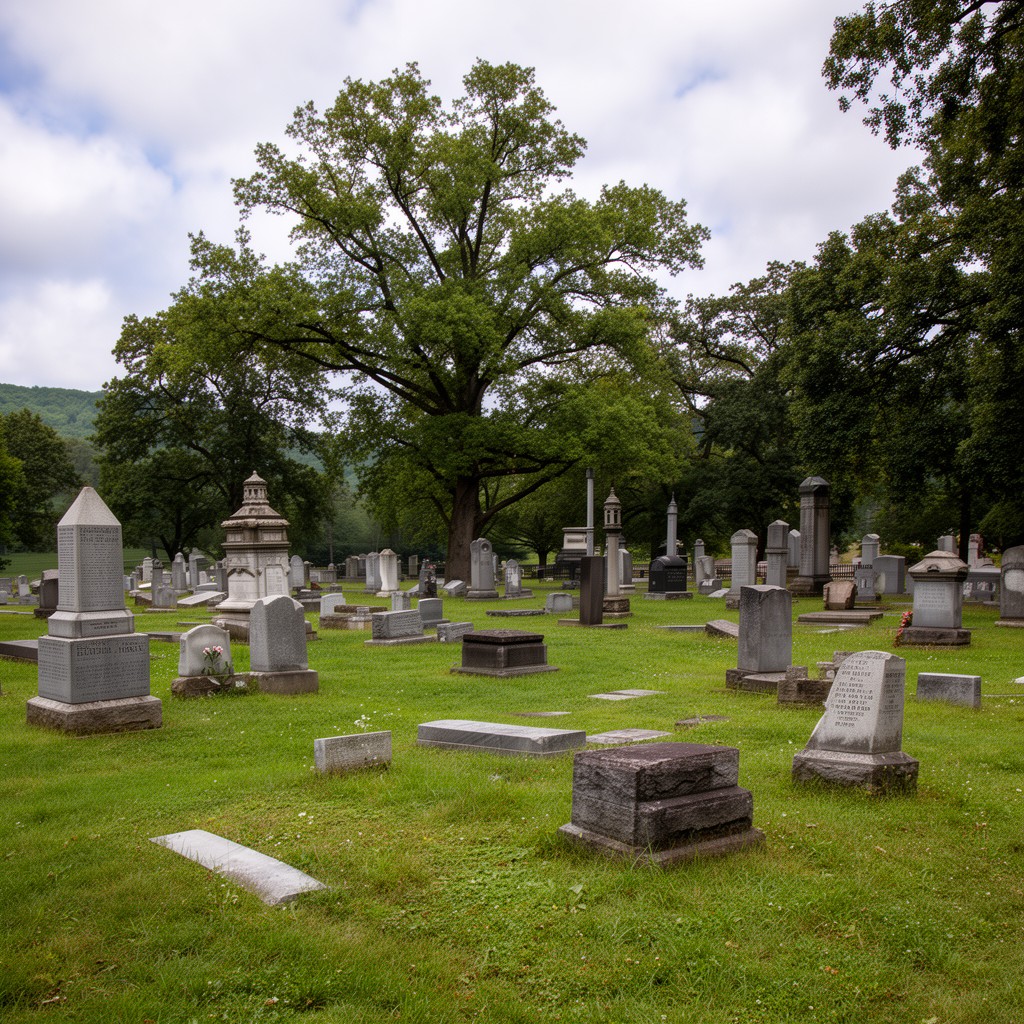 AI-generated illustration of Woodlawn Cemetery and Woodlawn National Cemetery Historic District