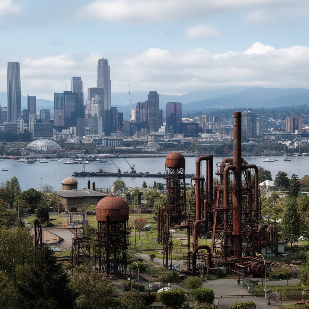 AI-generated illustration of Gas Works Park