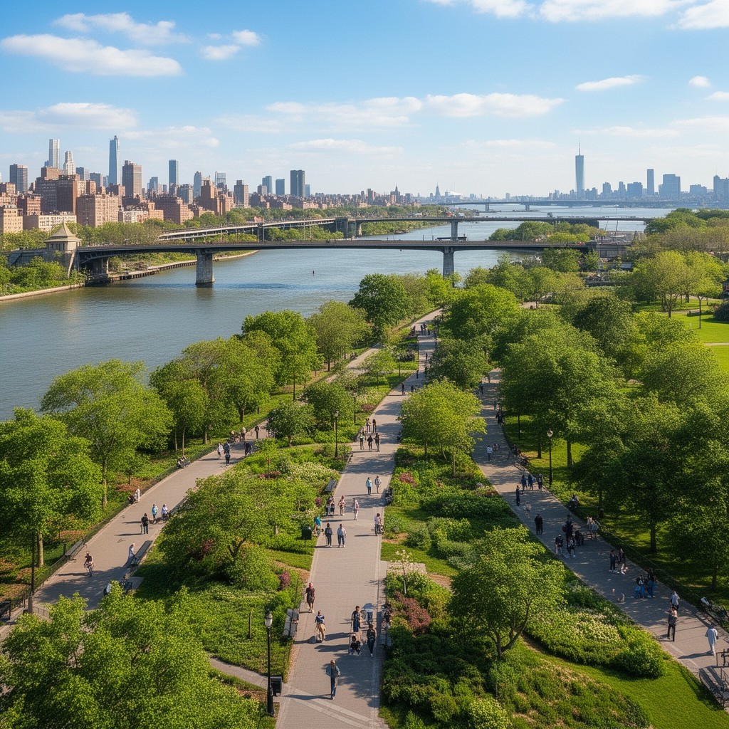 AI-generated illustration of Riverside Park (Manhattan)