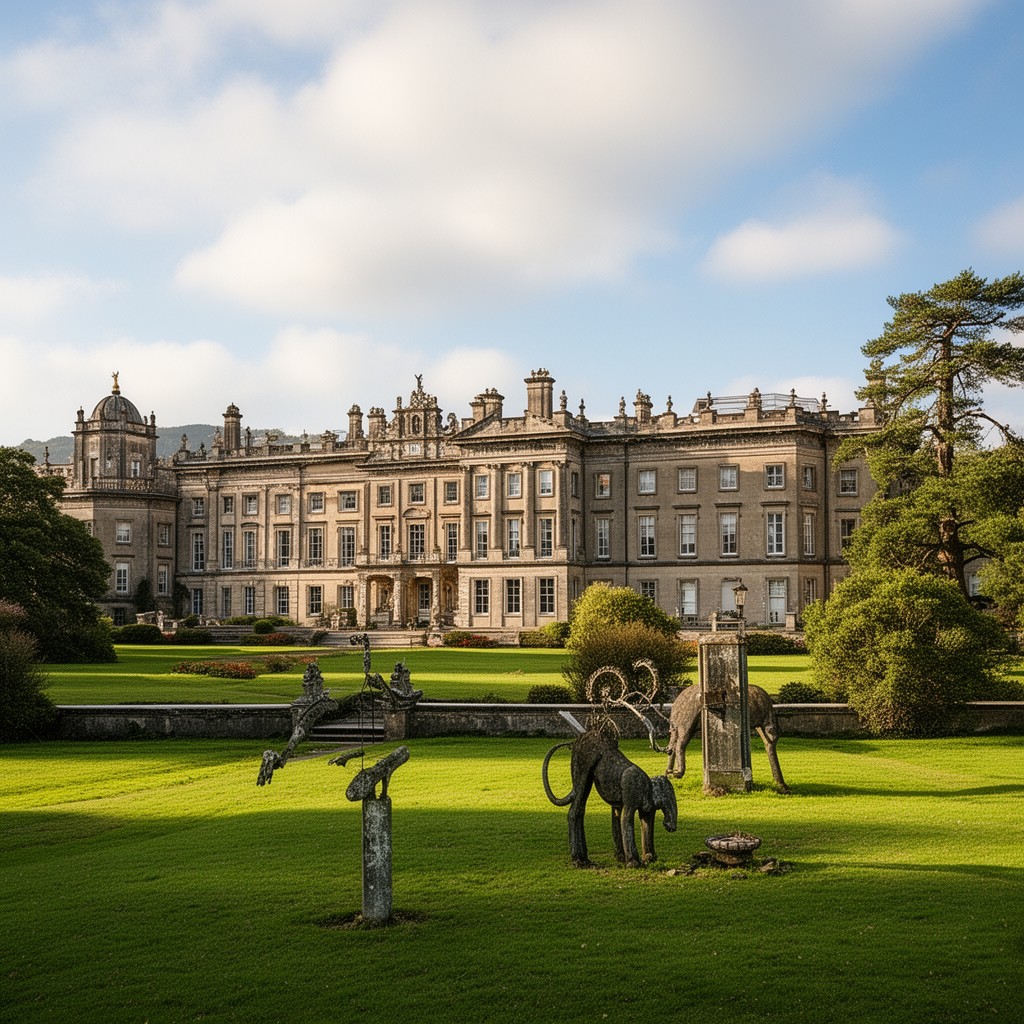 AI-generated illustration of Harewood House, Yorkshire, England