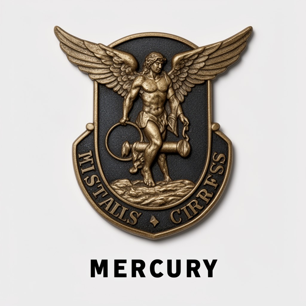 AI-generated illustration of Mercury (branch) insignia