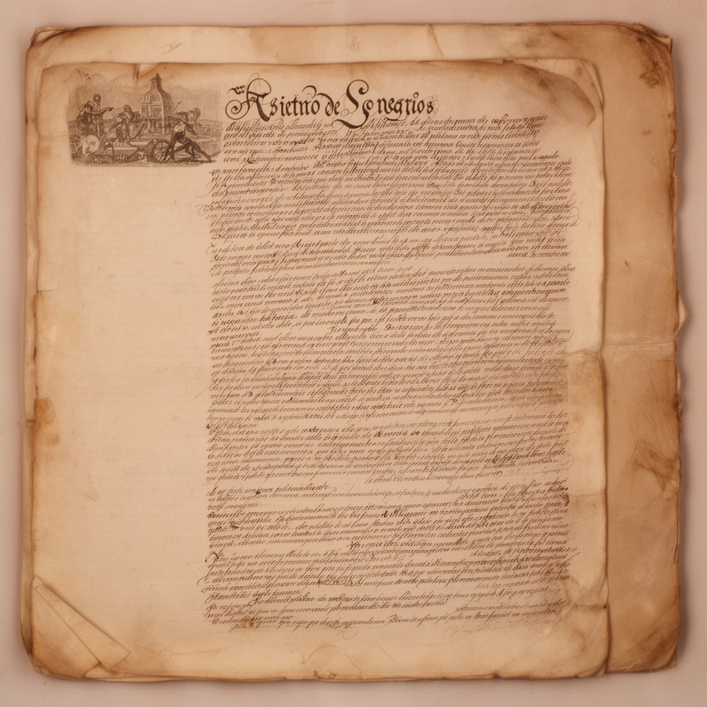 AI-generated illustration of asiento de negros contract