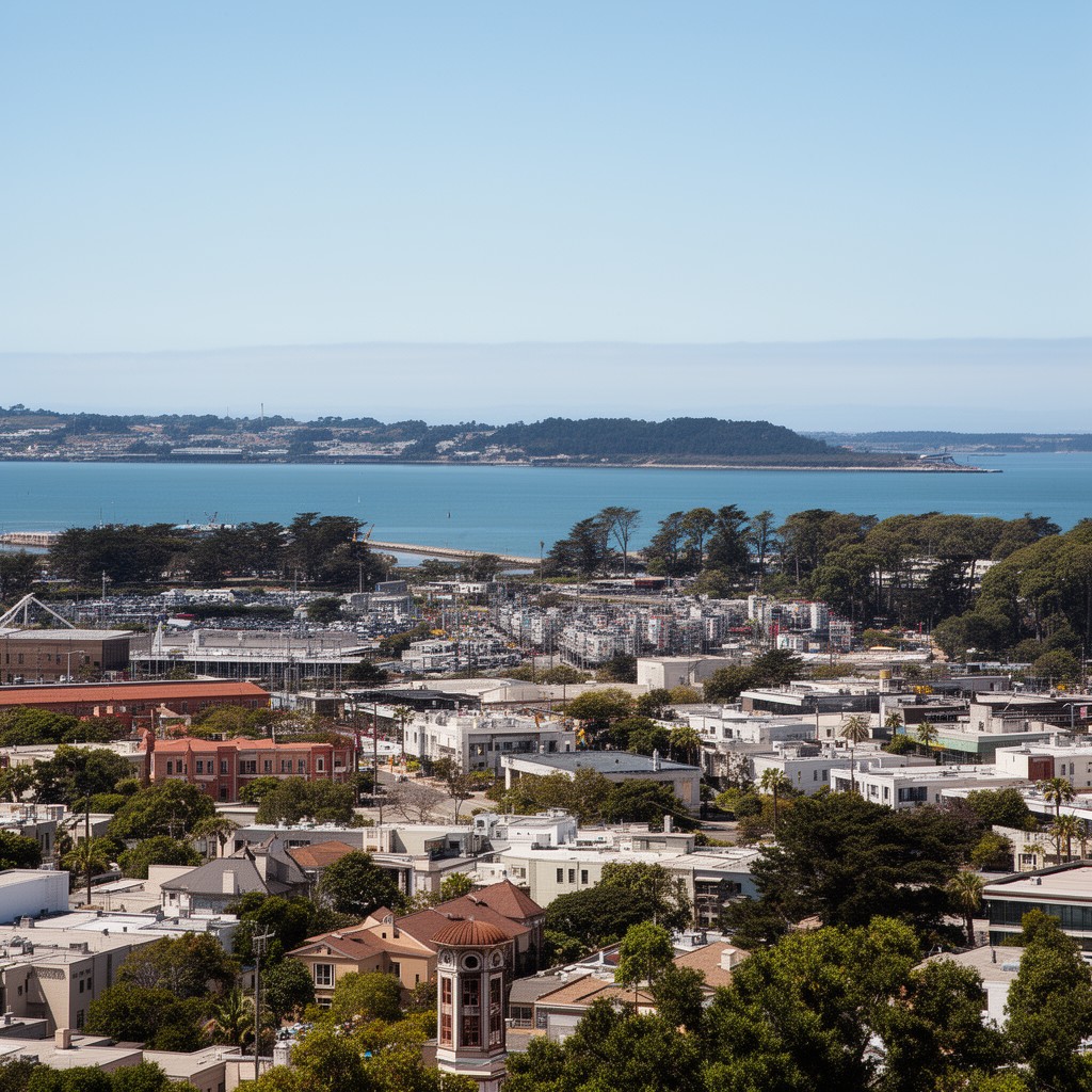 AI-generated illustration of Redwood City, California
