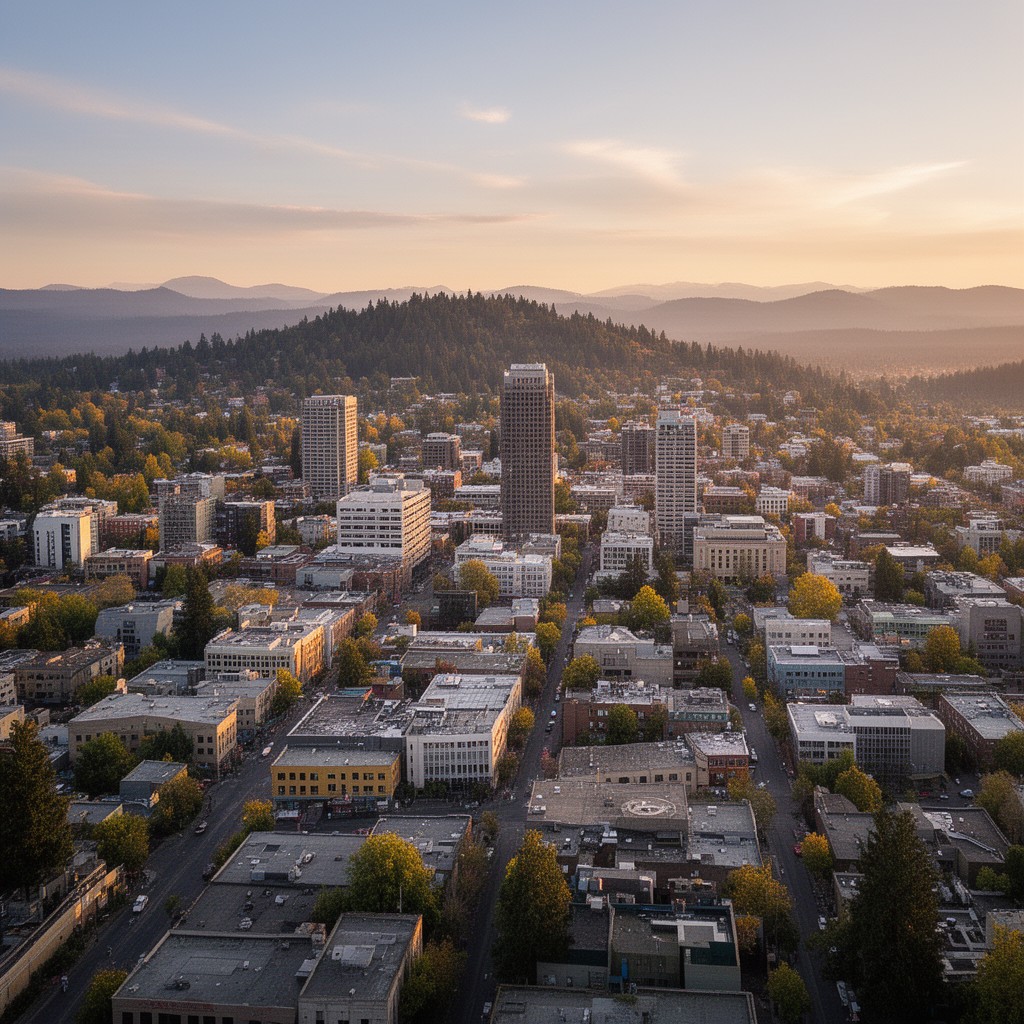 AI-generated illustration of Eugene, Oregon