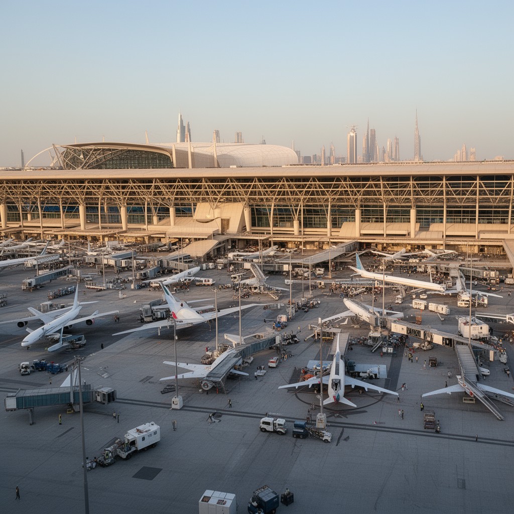 AI-generated illustration of Dubai International Airport