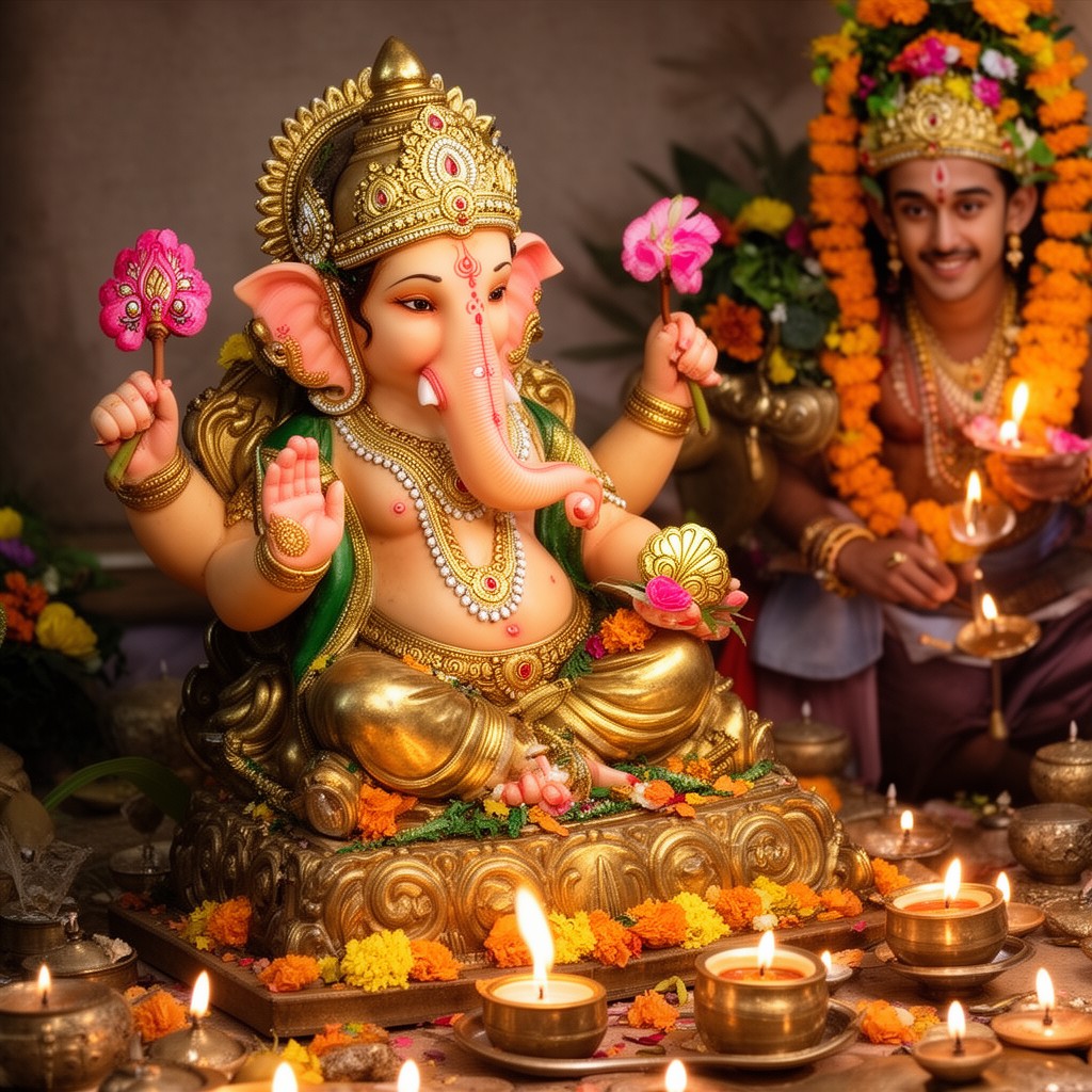 AI-generated illustration of Ganesh Chaturthi