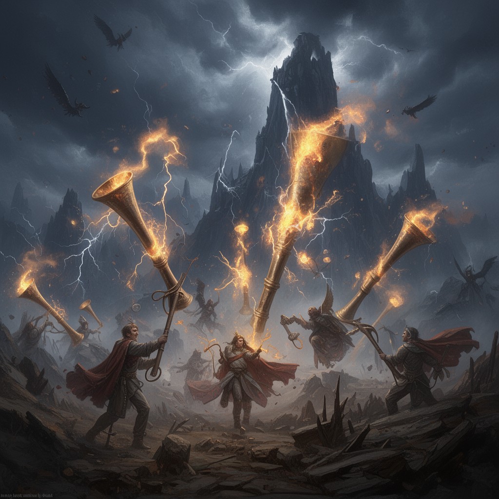 AI-generated illustration of the Seven Trumpets