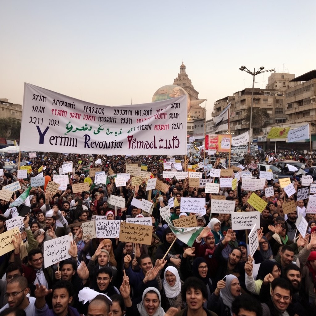AI-generated illustration of Yemeni Revolution of 2011