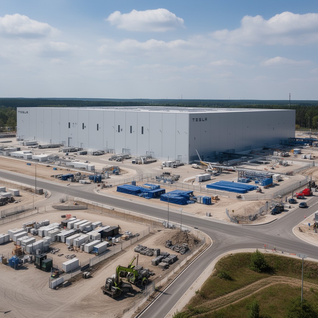 AI-generated illustration of Gigafactory Berlin-Brandenburg