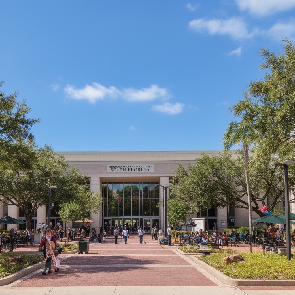 AI-generated illustration of University of South Florida (main campus in Tampa)