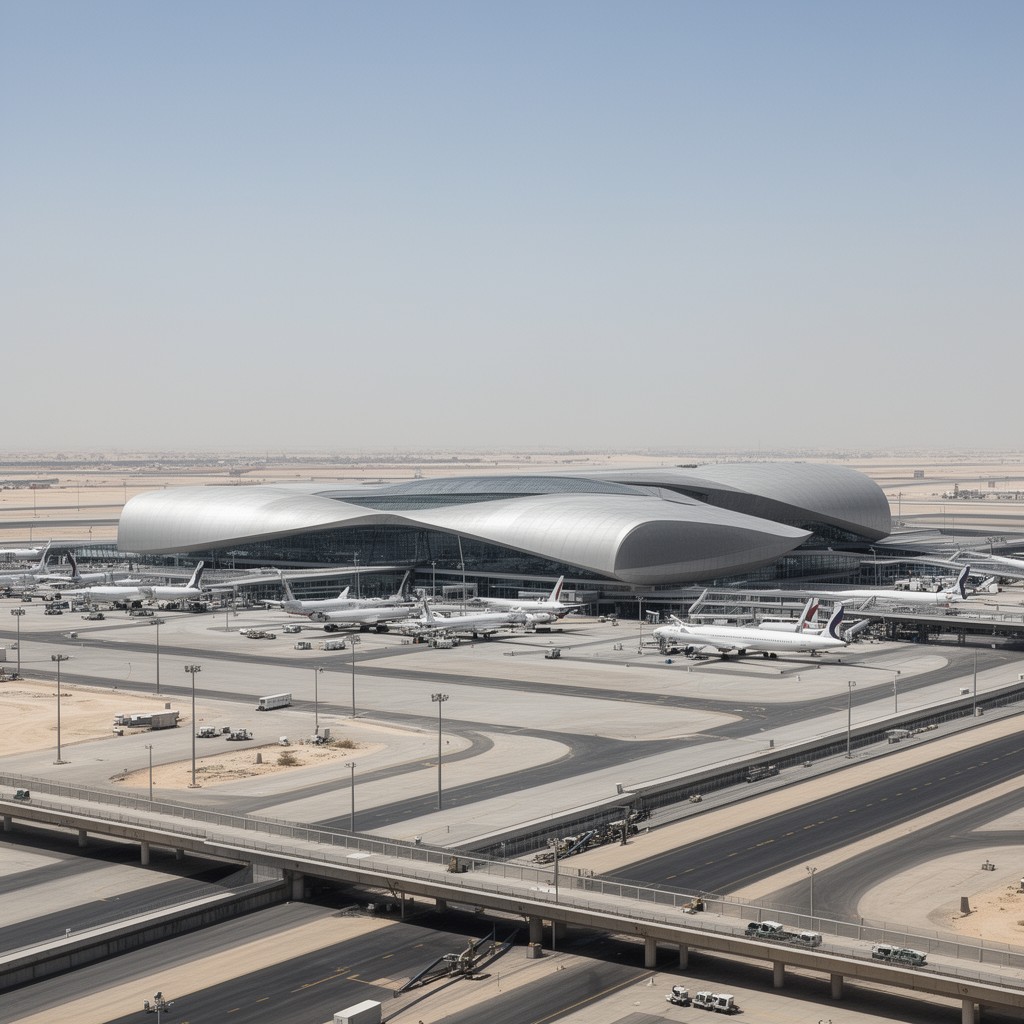 AI-generated illustration of Al Maktoum International Airport