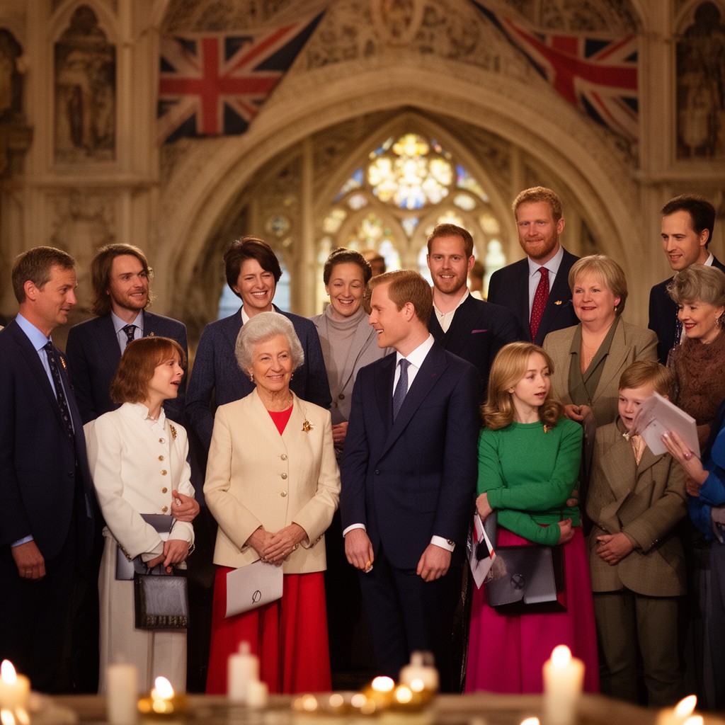 AI-generated illustration of British royal family