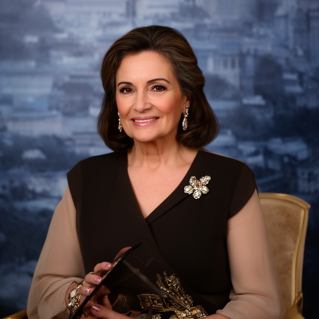 AI-generated illustration of Queen Noor of Jordan