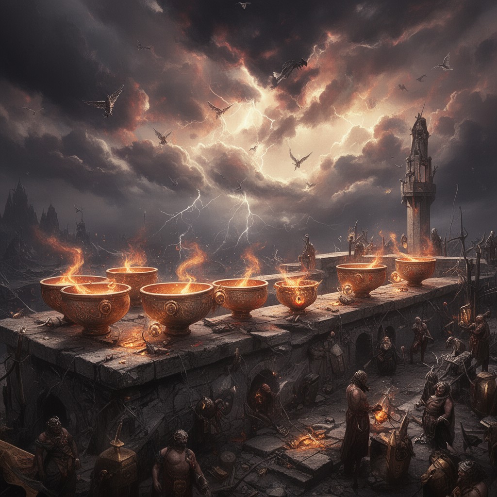 AI-generated illustration of the Seven Bowls