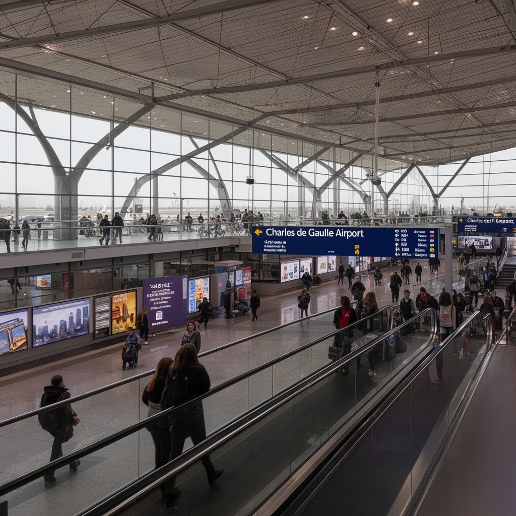 AI-generated illustration of Charles de Gaulle Airport