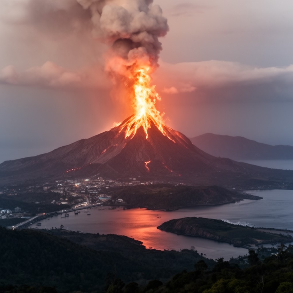 AI-generated illustration of Krakatoa