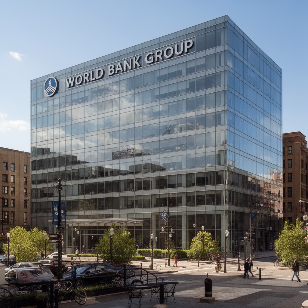 AI-generated illustration of World Bank Group headquarters