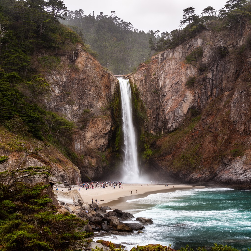 AI-generated illustration of McWay Falls