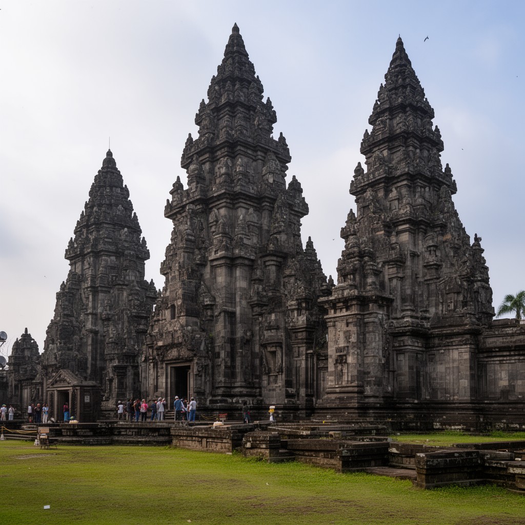AI-generated illustration of Prambanan Temple