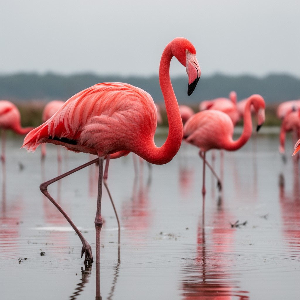 AI-generated illustration of American flamingo