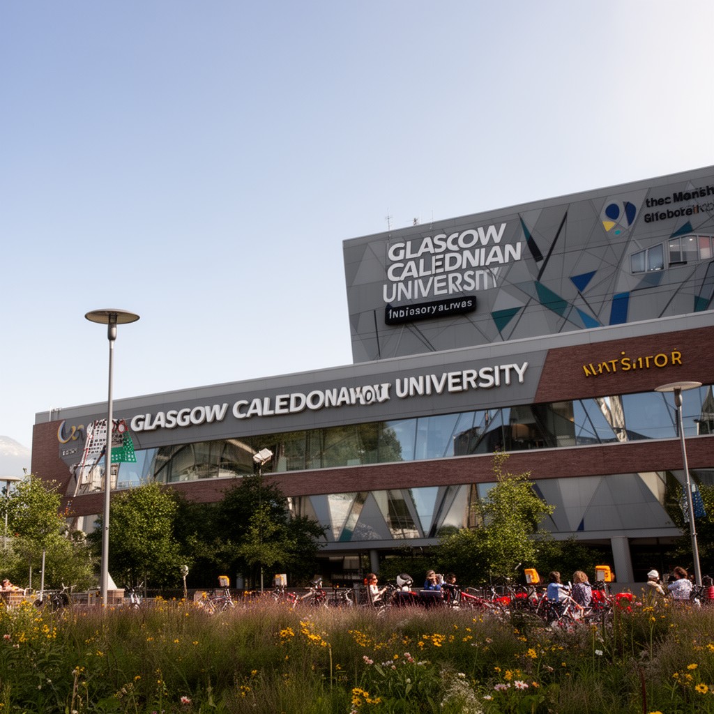 AI-generated illustration of Glasgow Caledonian University