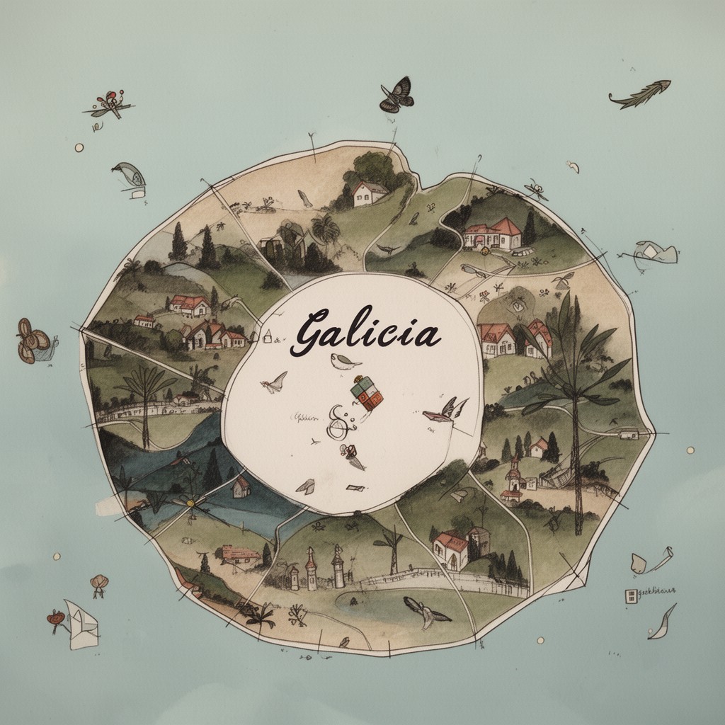 AI-generated illustration of Galician language