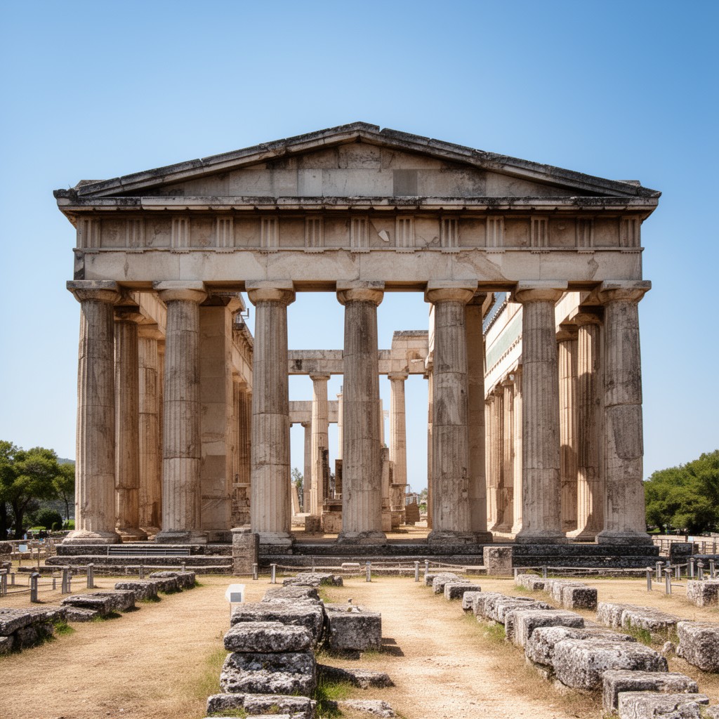 AI-generated illustration of Temple of Hera at Olympia