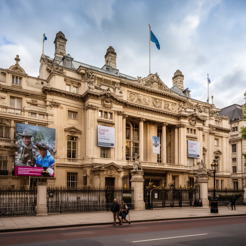 AI-generated illustration of Caxton Hall, London