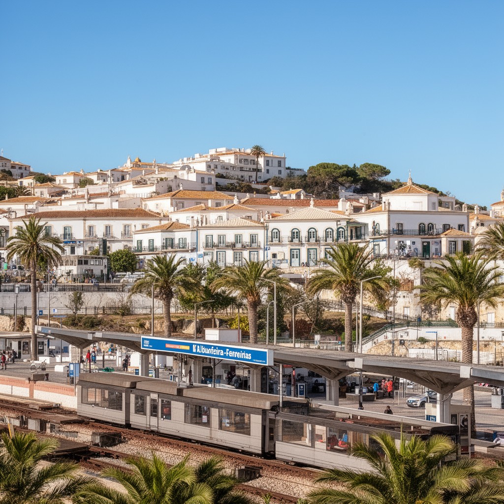 AI-generated illustration of Albufeira-Ferreiras station