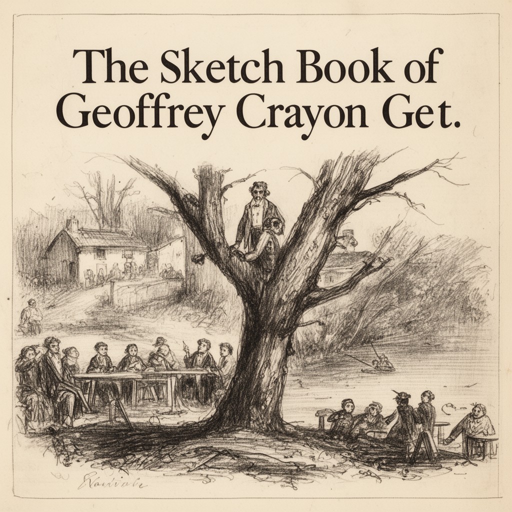 AI-generated illustration of The Sketch Book of Geoffrey Crayon, Gent.