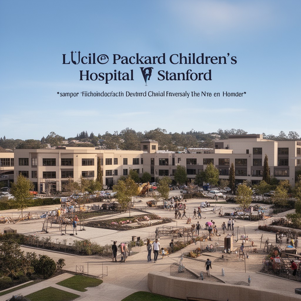 AI-generated illustration of Lucile Packard Children’s Hospital Stanford
