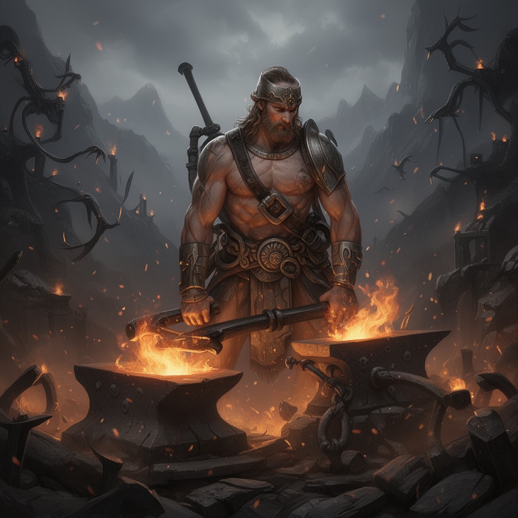 AI-generated illustration of Hephaestus