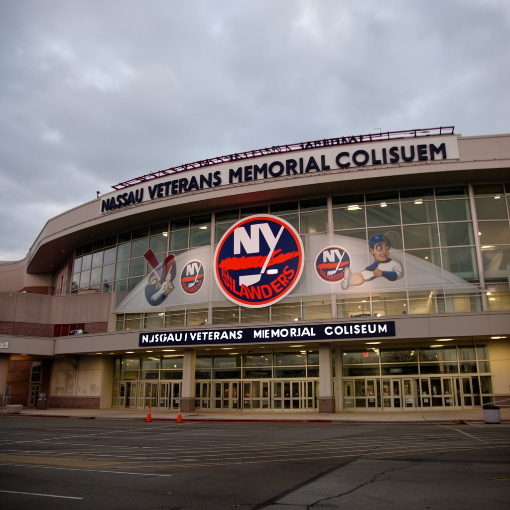 AI-generated illustration of Nassau Veterans Memorial Coliseum