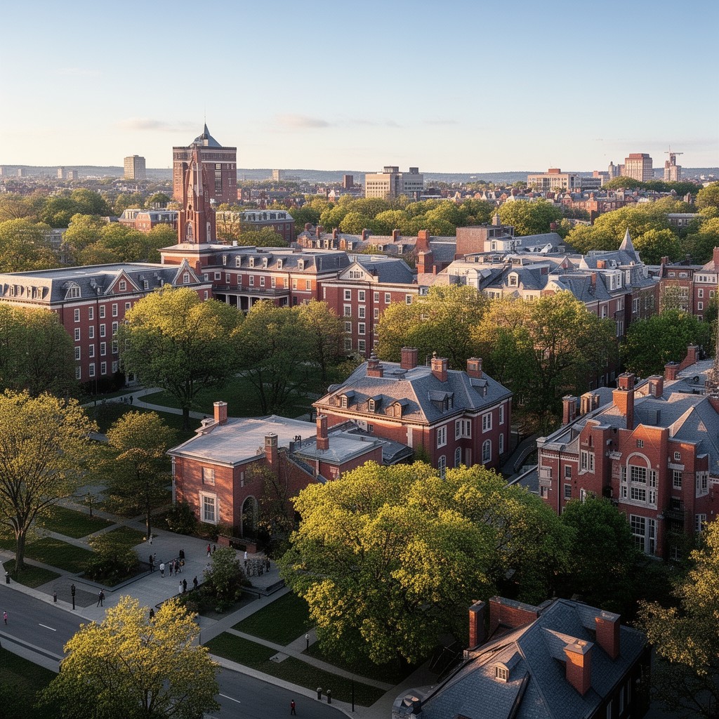 AI-generated illustration of Harvard Longwood Campus