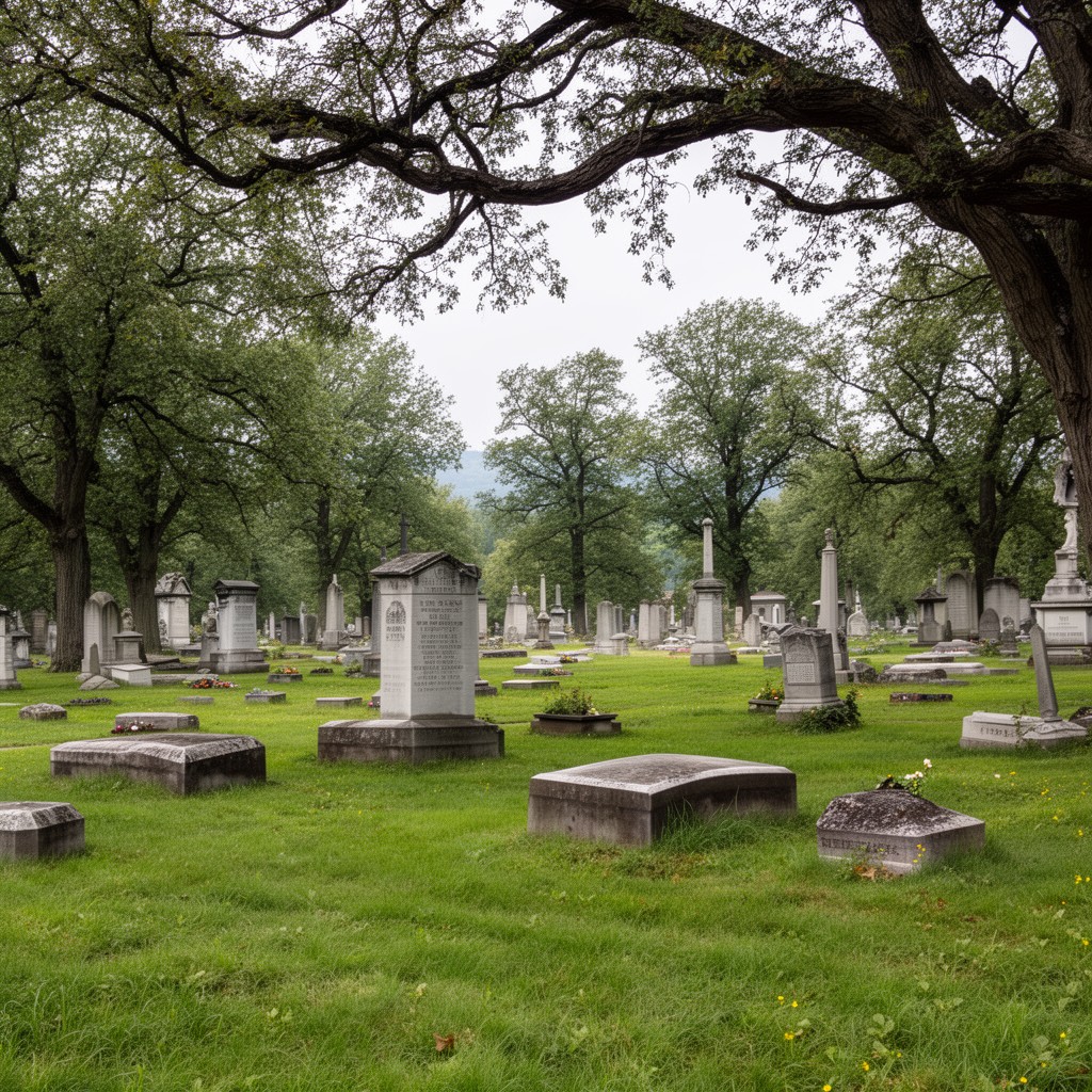 AI-generated illustration of Woodlawn Cemetery, Elmira, New York, United States