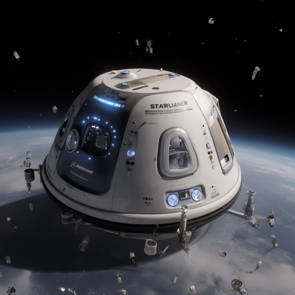 AI-generated illustration of Starliner spacecraft