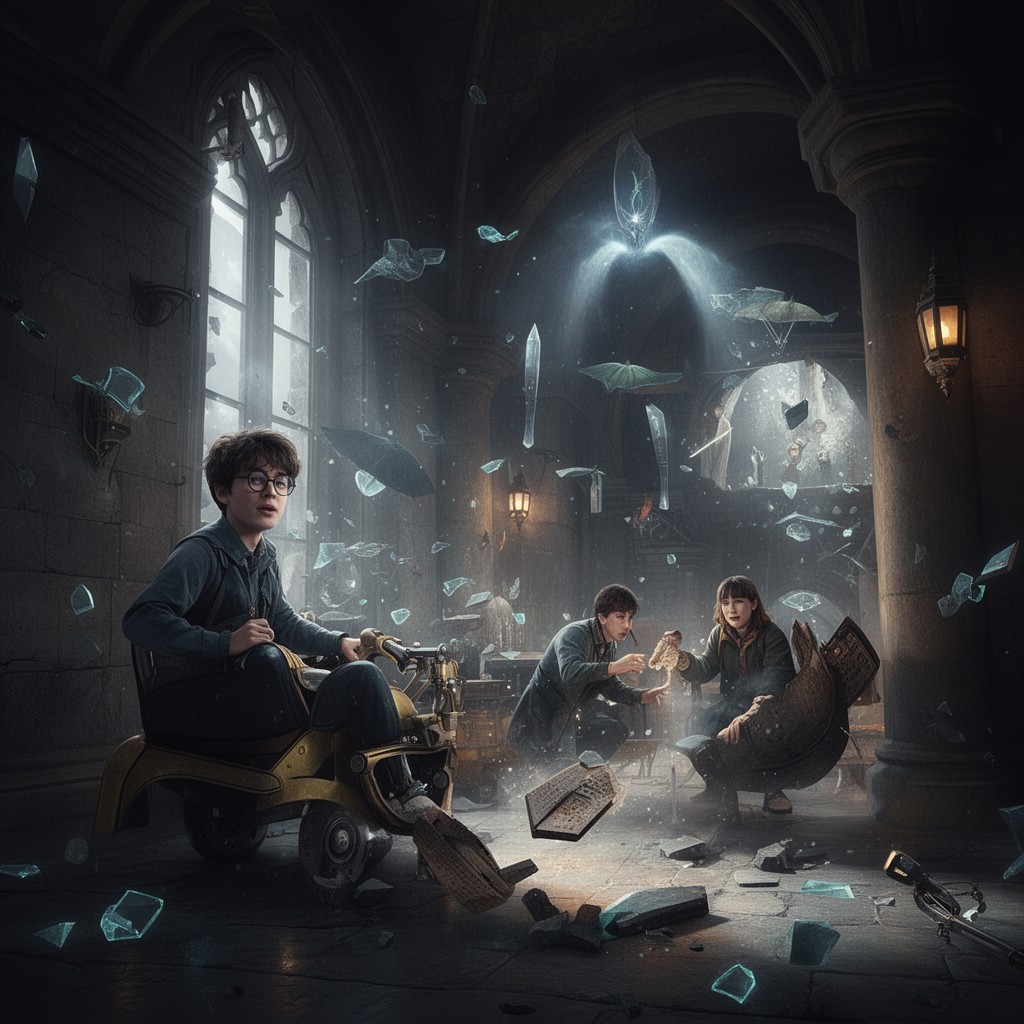 AI-generated illustration of Harry Potter and the Escape from Gringotts