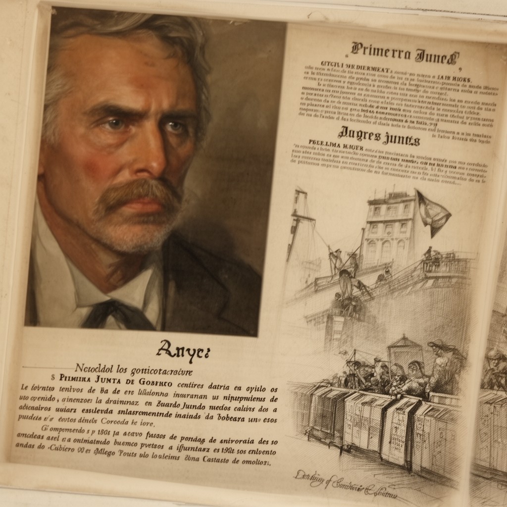 AI-generated illustration of Primera Junta de Gobierno