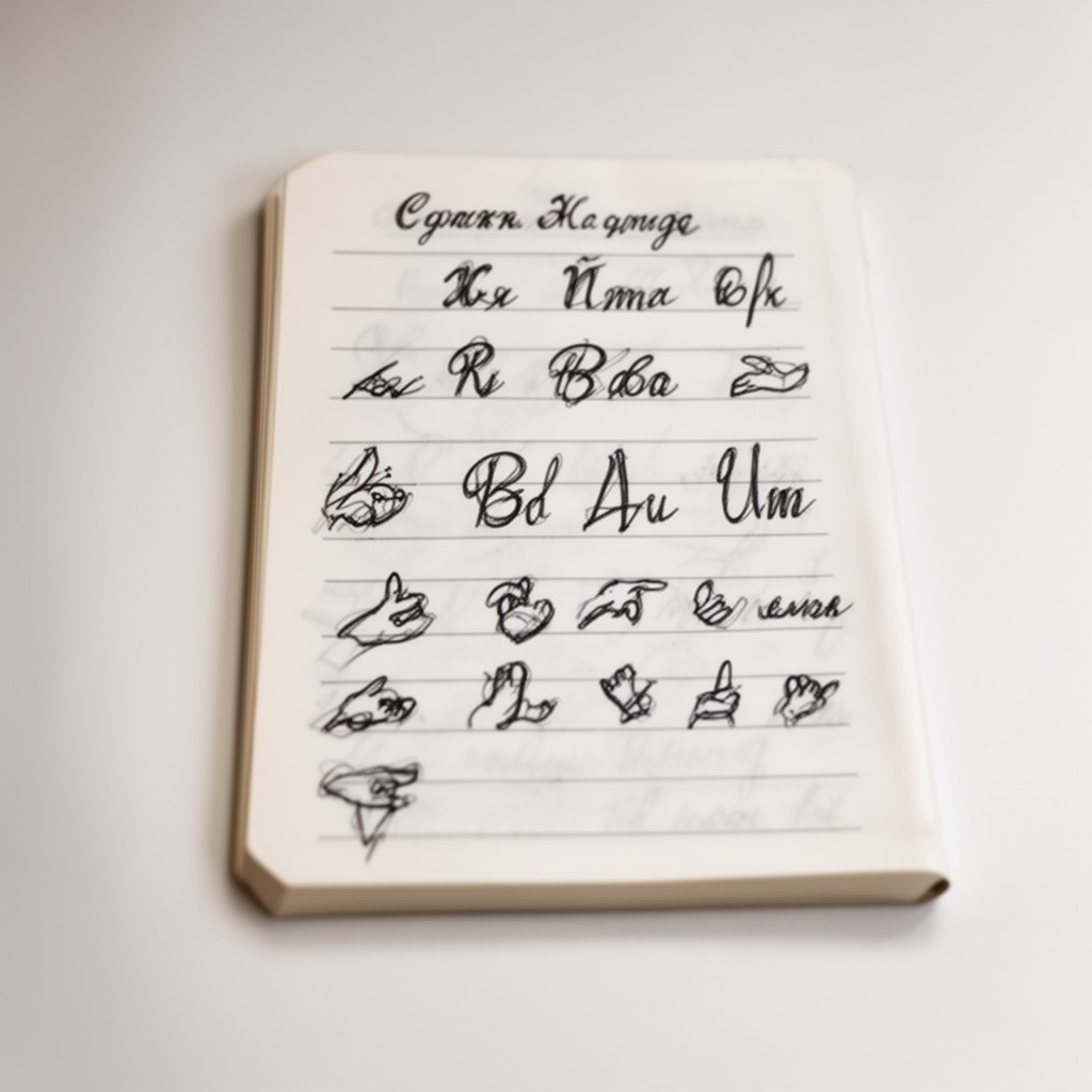 AI-generated illustration of Bulgarian Sign Language (written form)