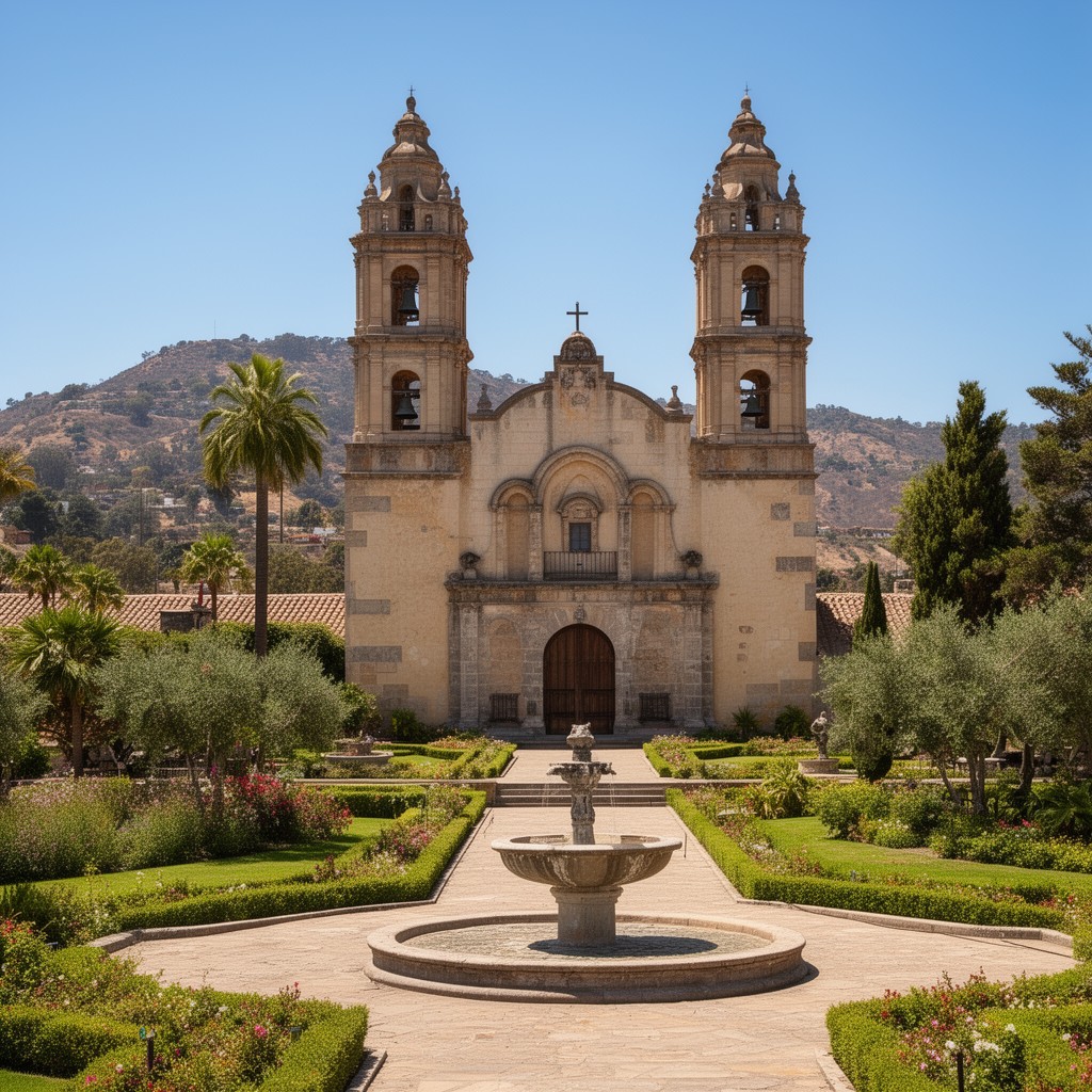 AI-generated illustration of Mission Santa Barbara
