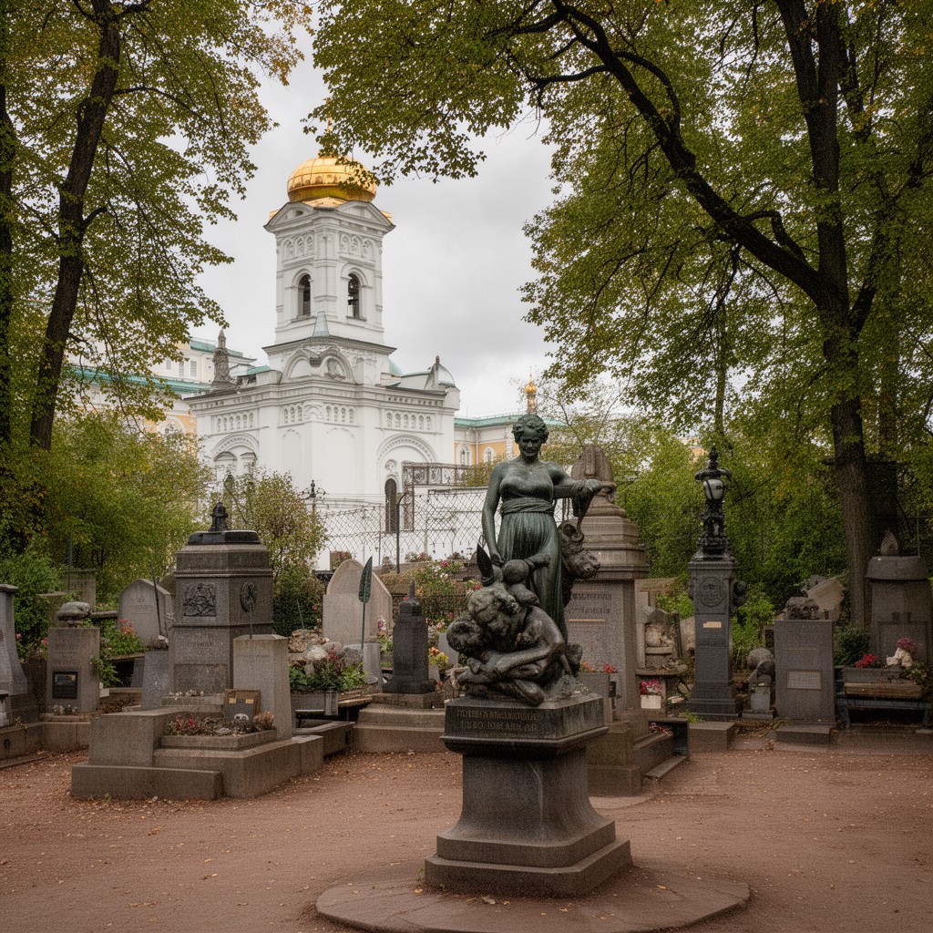 AI-generated illustration of Novodevichy Cemetery
