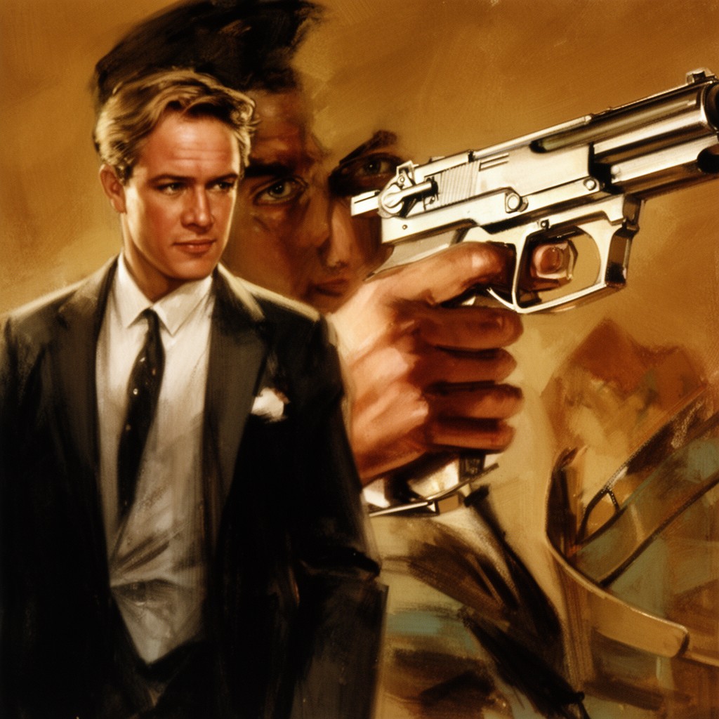 AI-generated illustration of The Man with the Golden Gun