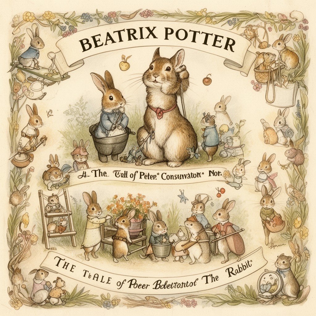 AI-generated illustration of Beatrix Potter