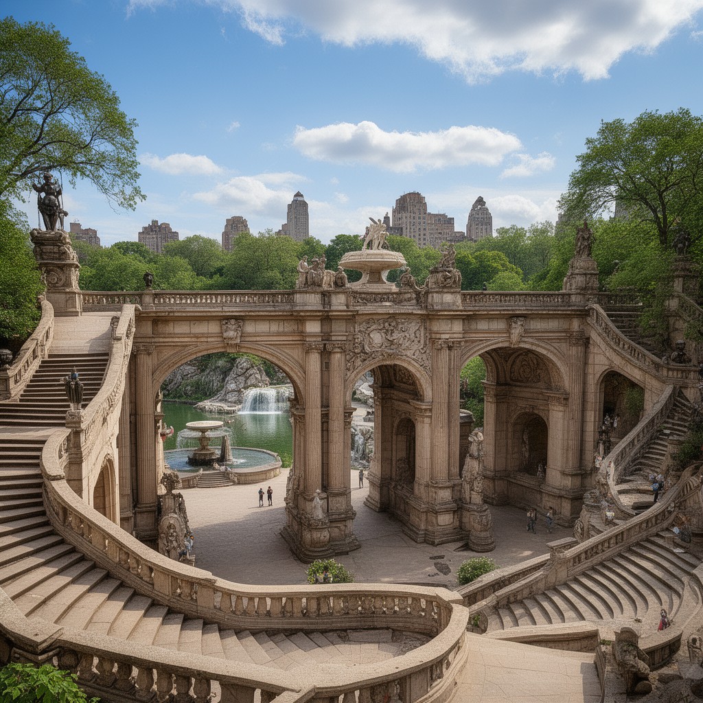 AI-generated illustration of Bethesda Terrace