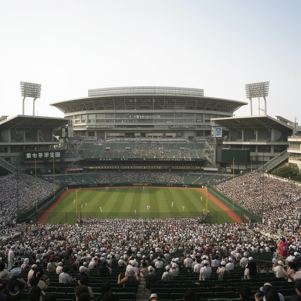 AI-generated illustration of Hanshin Koshien Stadium
